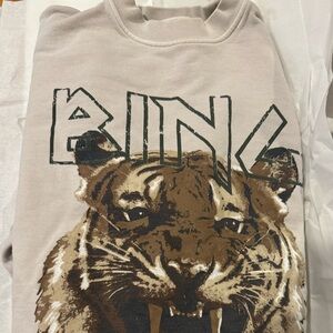 ANINE BING Tiger Sweatshirt - Stone. Size XS